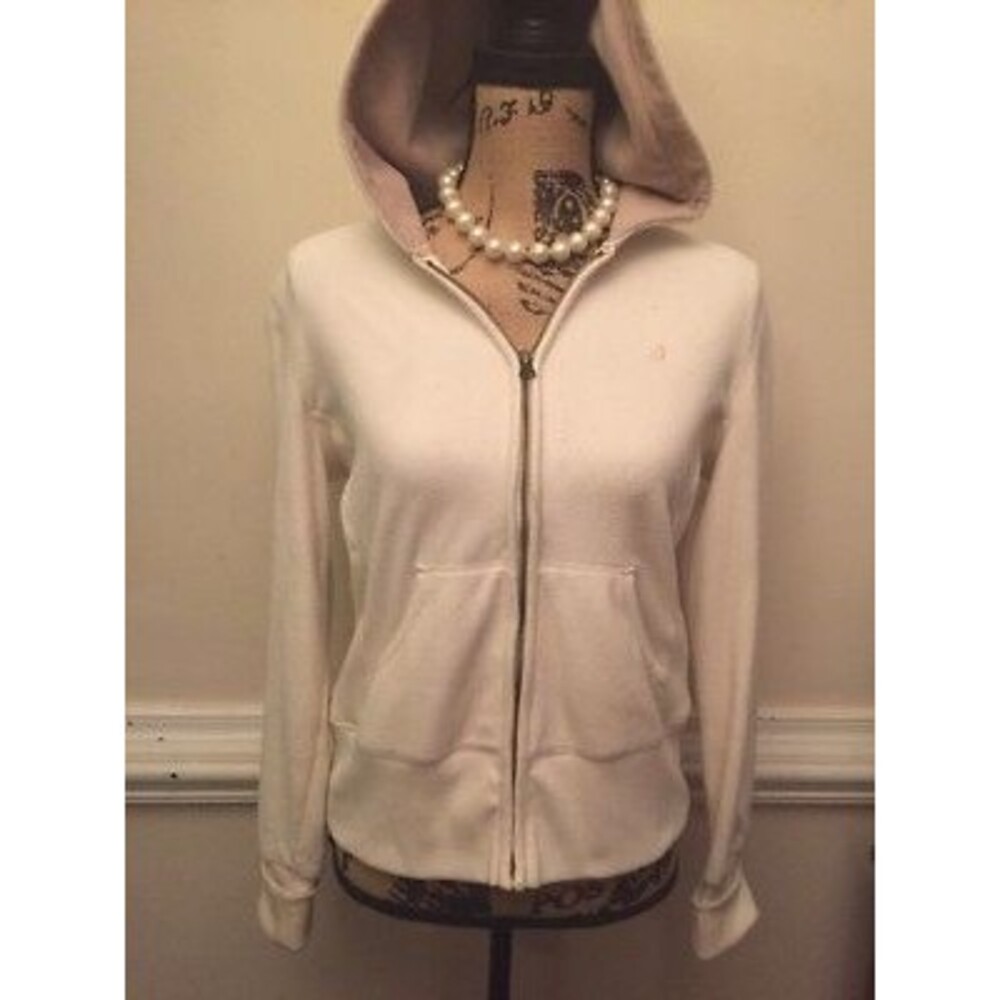 Womens Old Navy Winter White Full Zip Fleece Jacket Medium Coat Ivory Hoodie